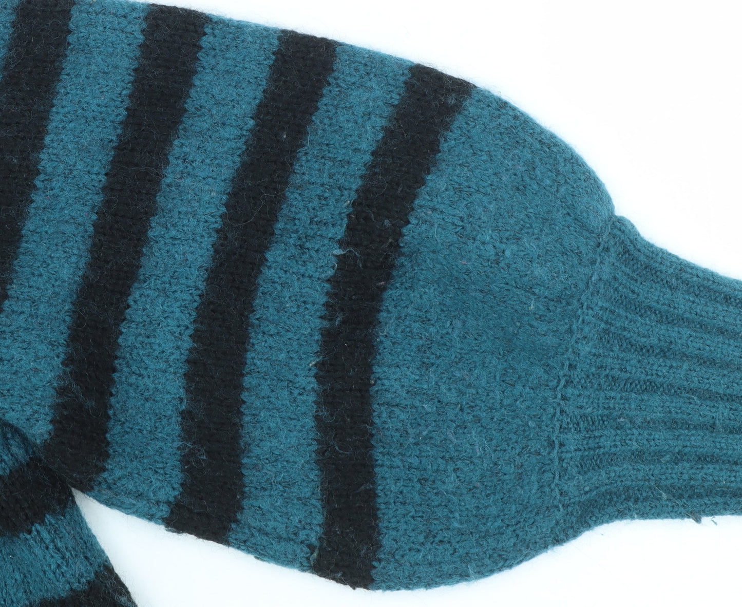 AND/OR Women's Blue Striped Wool Blend Chunky Knit Jumper Size 18