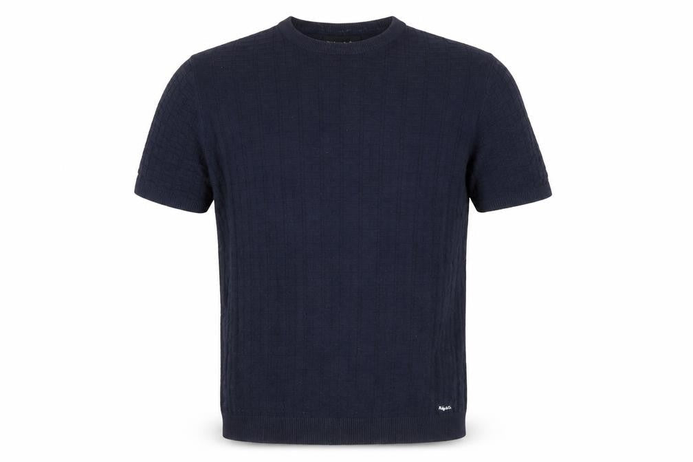 Ridge & Co. Men's Blue Cotton Knit Short Sleeve Jumper M