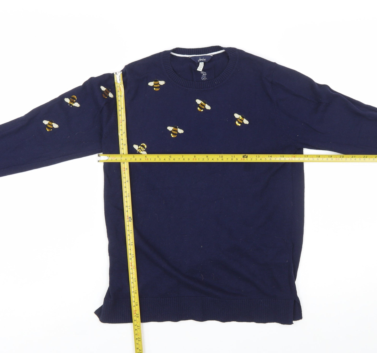 Joules Womens Blue Bee Embroidered Cotton Jumper Size 8