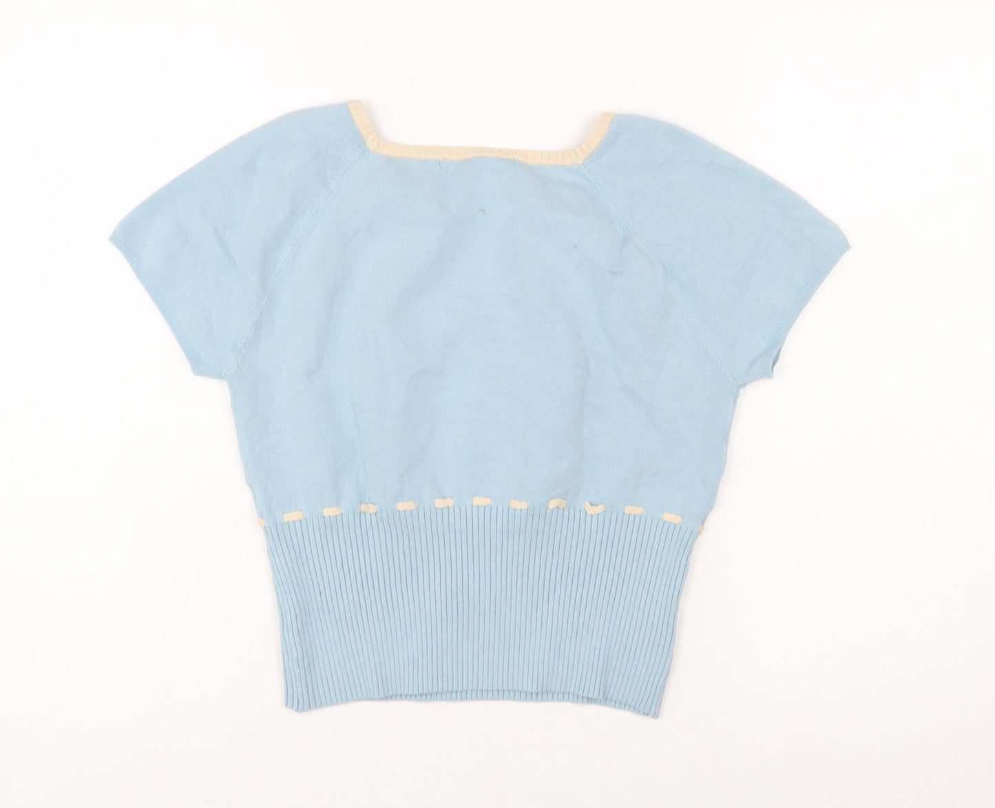 Kimchi Blue Women Blue Square Neck Short Sleeve Pullover Jumper XL
