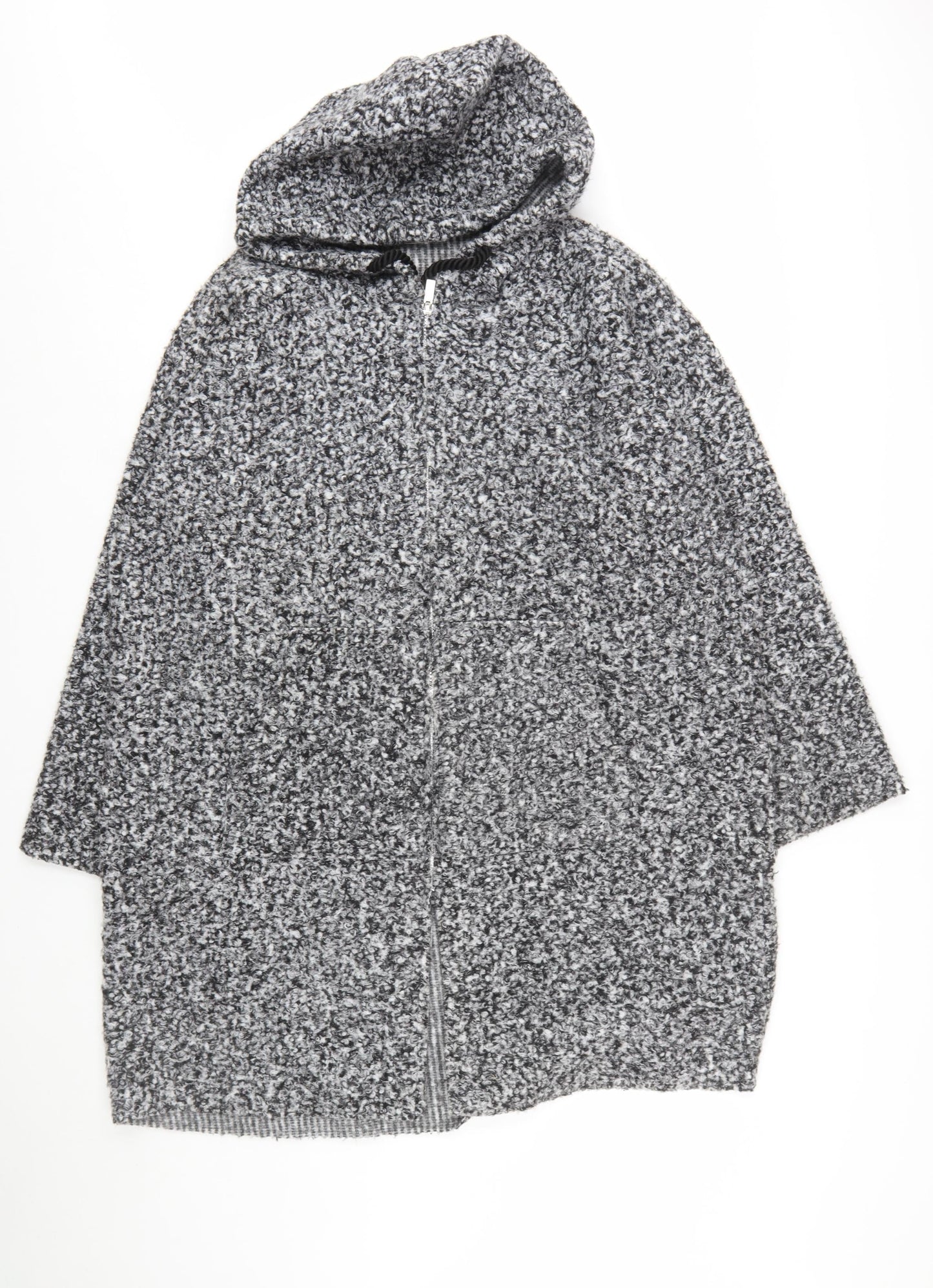 Beloved Woman Grey Hooded Full Zip Cardigan L Soft Knit