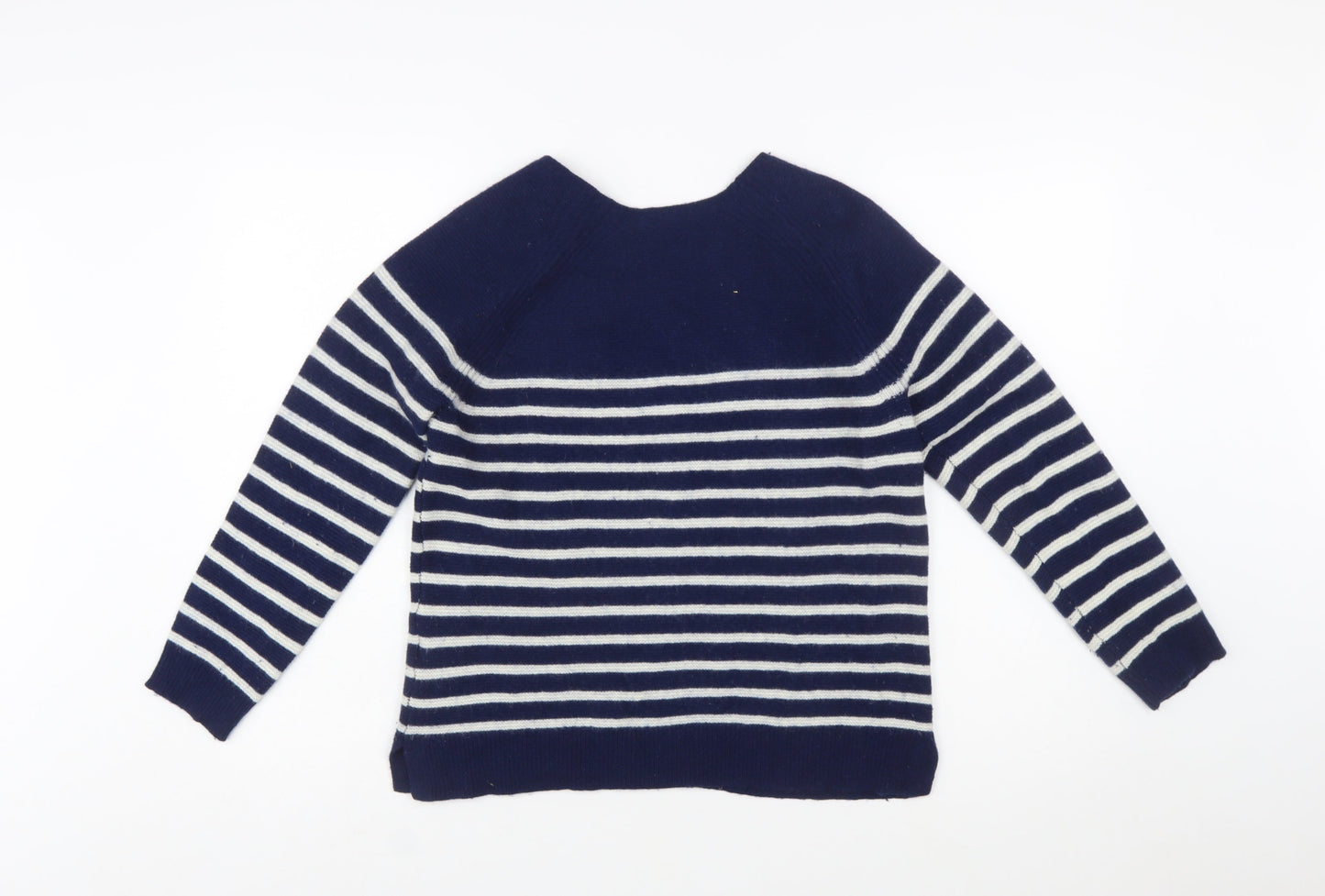 Crew Clothing Company Womens Blue Striped Merino Wool Jumper Size 12