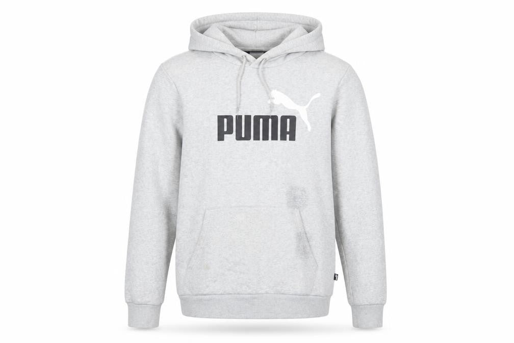 Puma Men's Grey Pullover Hoodie Small Graphic Logo Sweatshirt