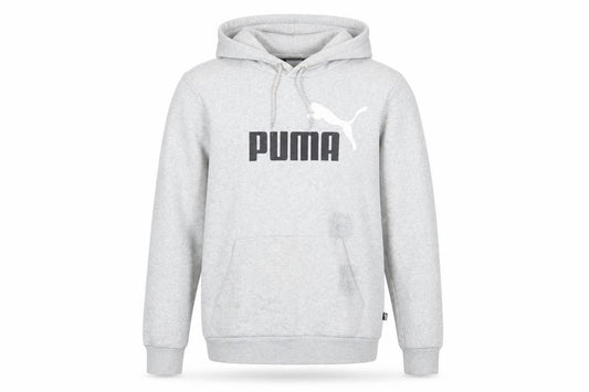 Puma Men's Grey Pullover Hoodie Small Graphic Logo Sweatshirt