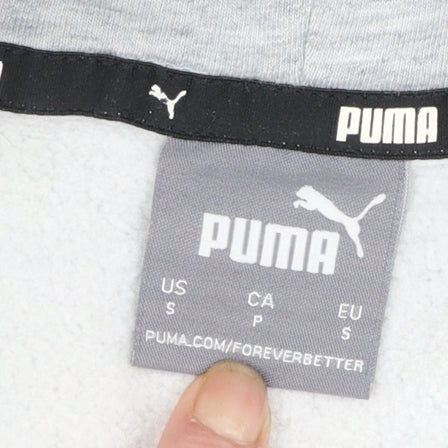 Puma Men's Grey Pullover Hoodie Small Graphic Logo Sweatshirt