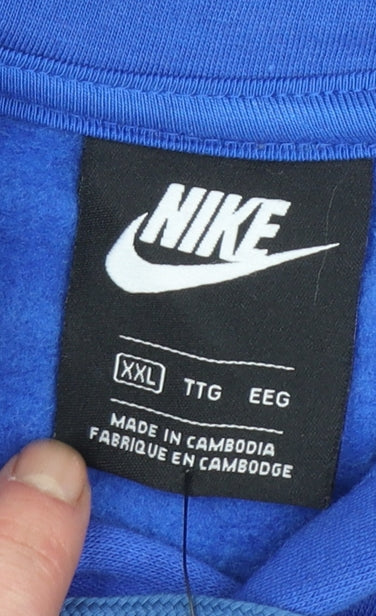 Nike Men's Blue Pullover Hoodie 2XL Fleece Sportswear