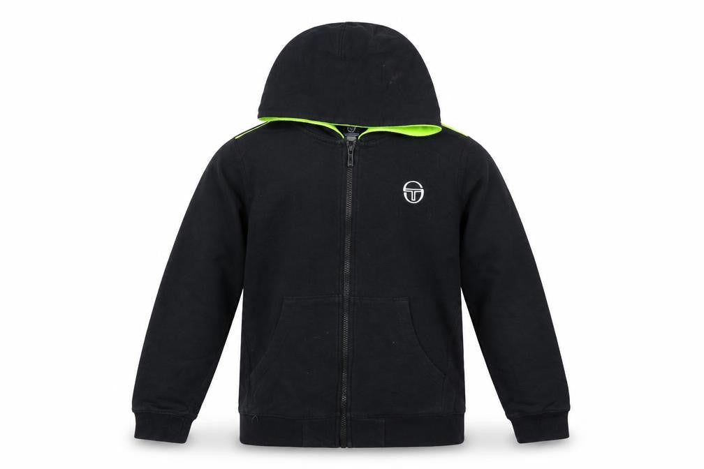 Sergio Tacchini Boys Black Full Zip Hoodie 14 Years Cotton Logo Sportswear 13-14 Years
