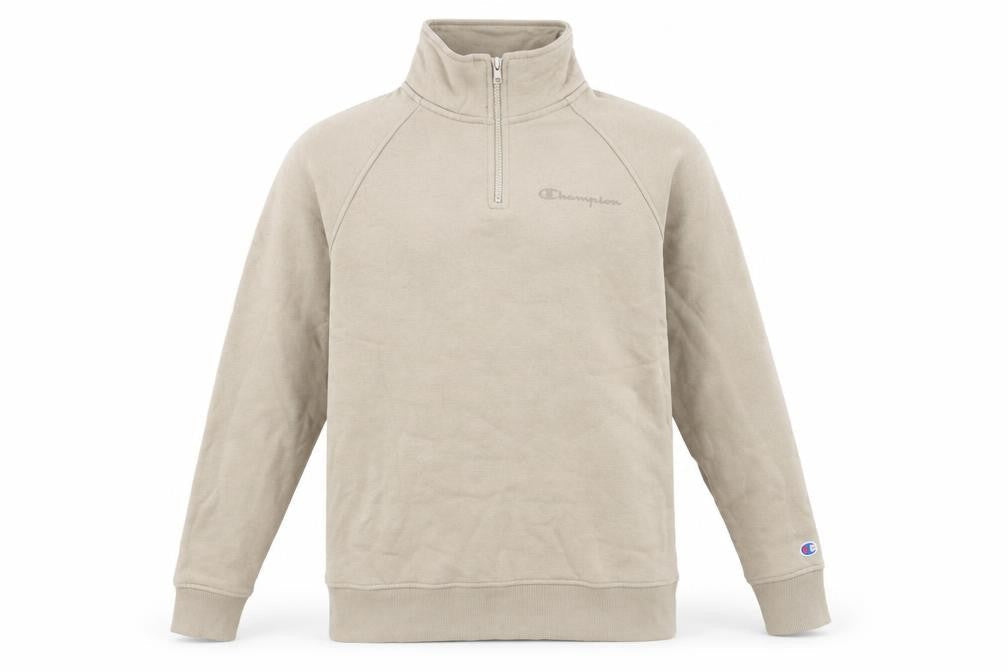 Champion Men Beige 1/4 Zip Pullover Sweatshirt Small Regular Fit