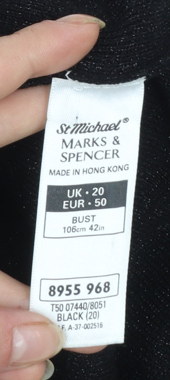 Marks and Spencer Women Black Floral Embroidered V-Neck Jumper Size 20