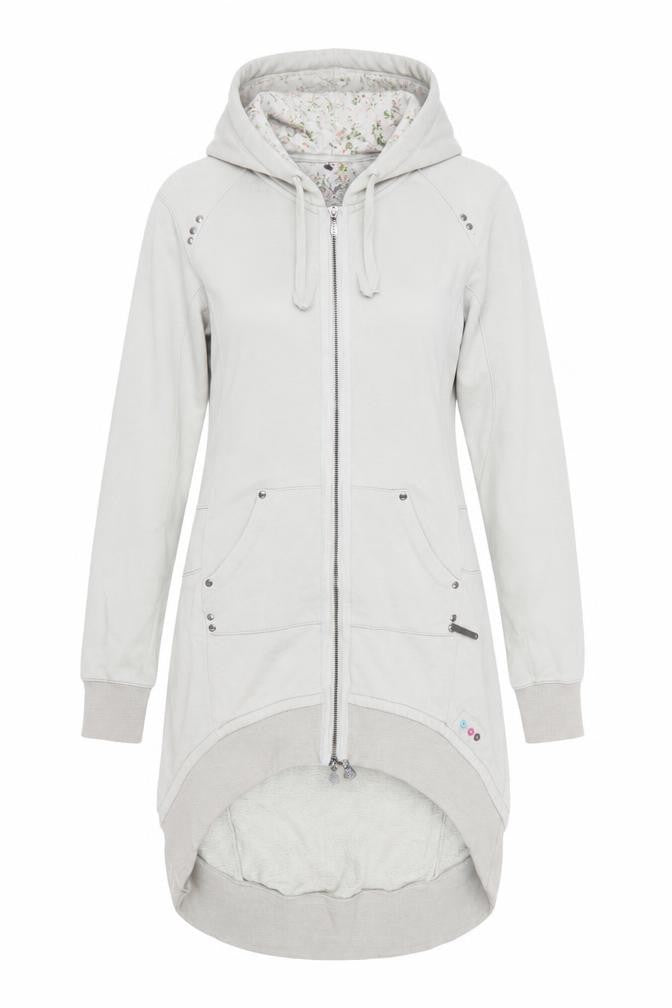 Lambretta Women Grey Full Zip Longline Hoodie Size 10 Cotton