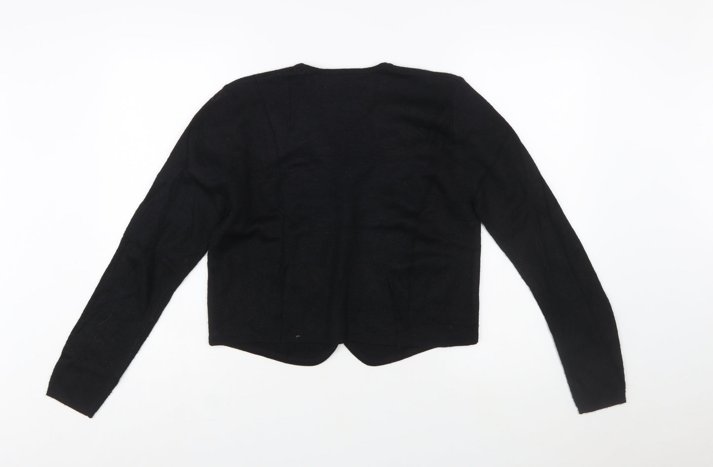 Eaton Petites Women's Black Beaded Wool Blend Cardigan M Petite
