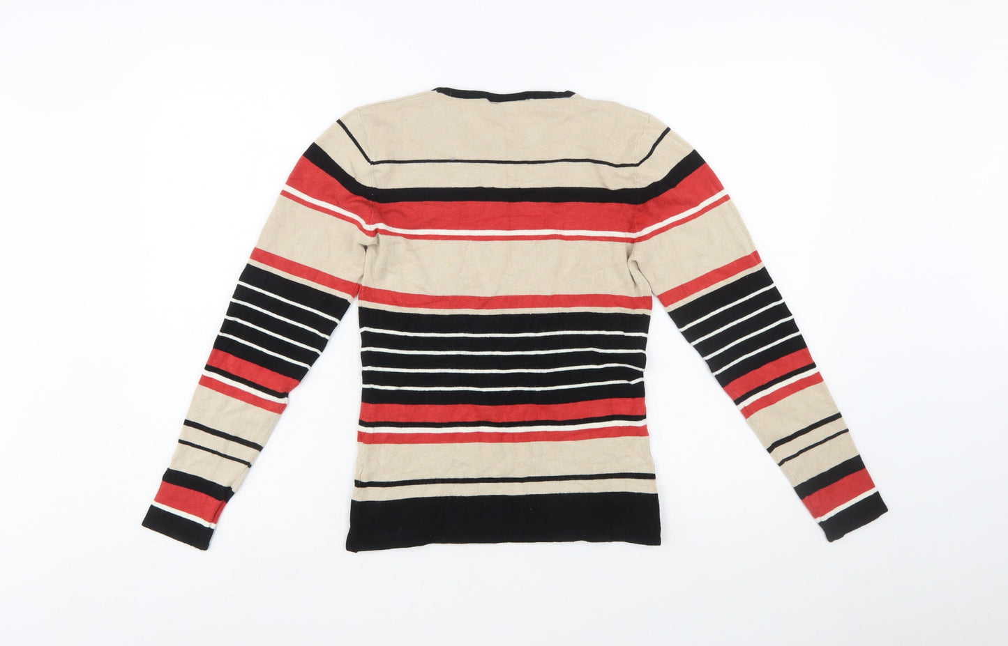 Wallis Women Beige Striped Petite Size 12 Pullover Jumper