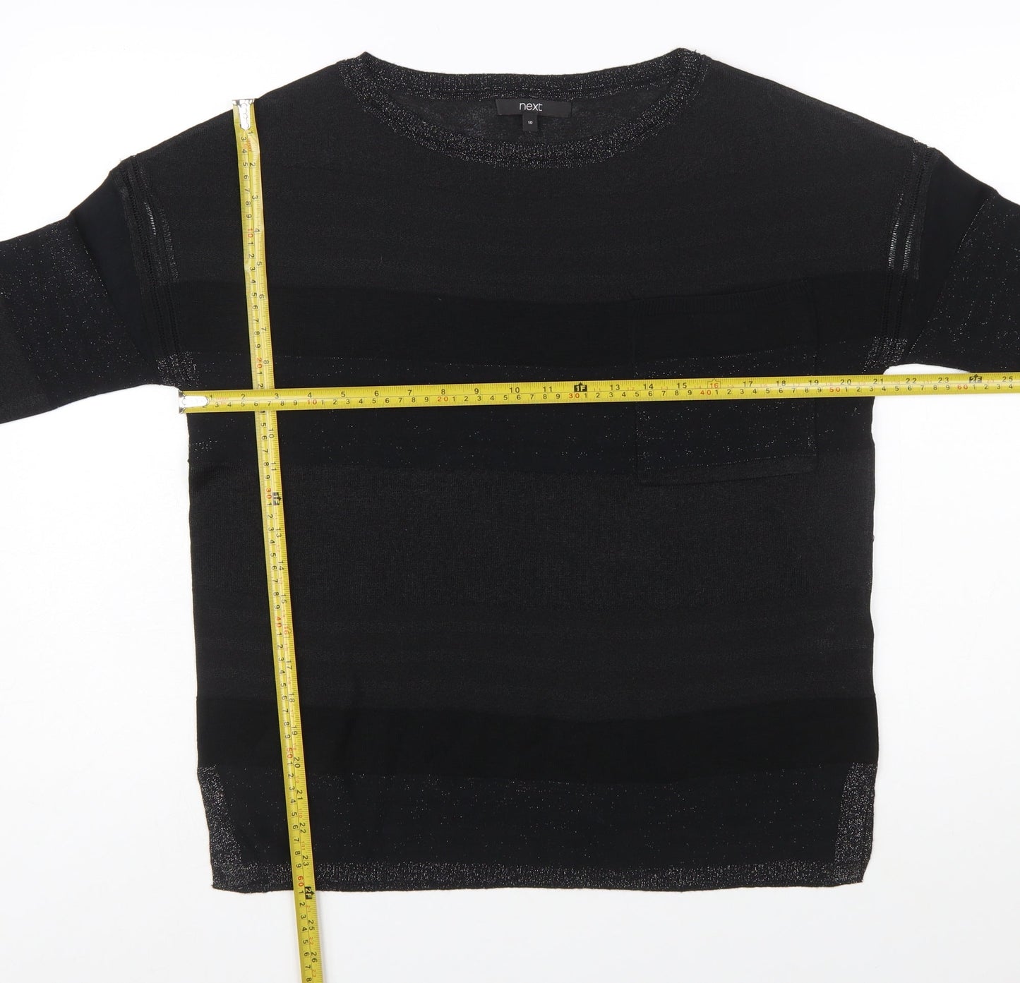 Next Women's Black Striped Crew Neck Long Sleeve Pullover Jumper Size 10