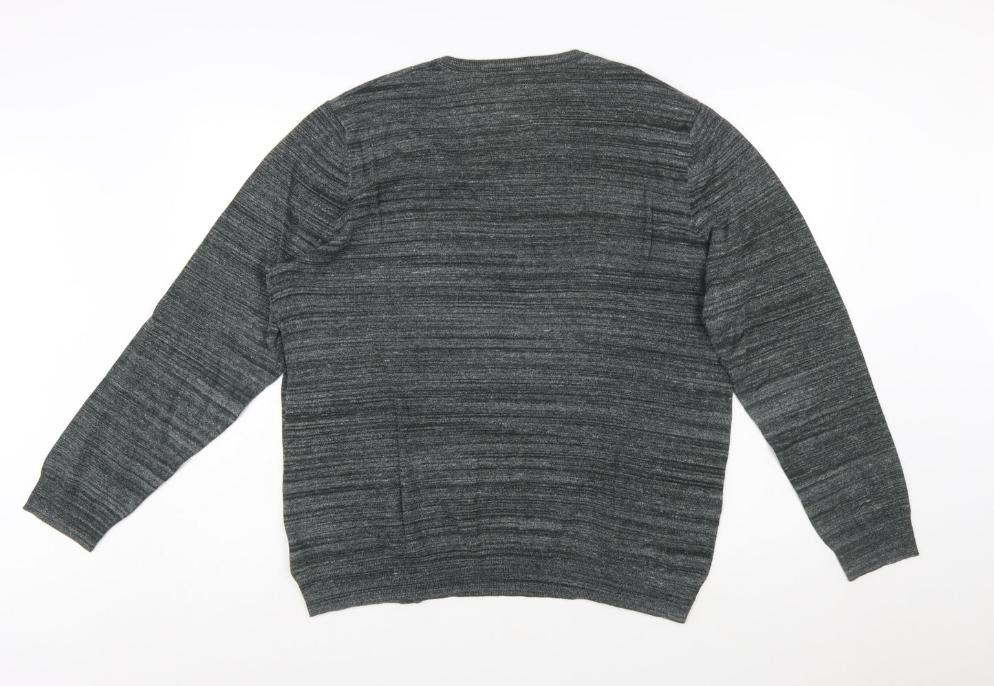 RJR John Rocha Men's Grey Cotton V-Neck Pullover Jumper Size L