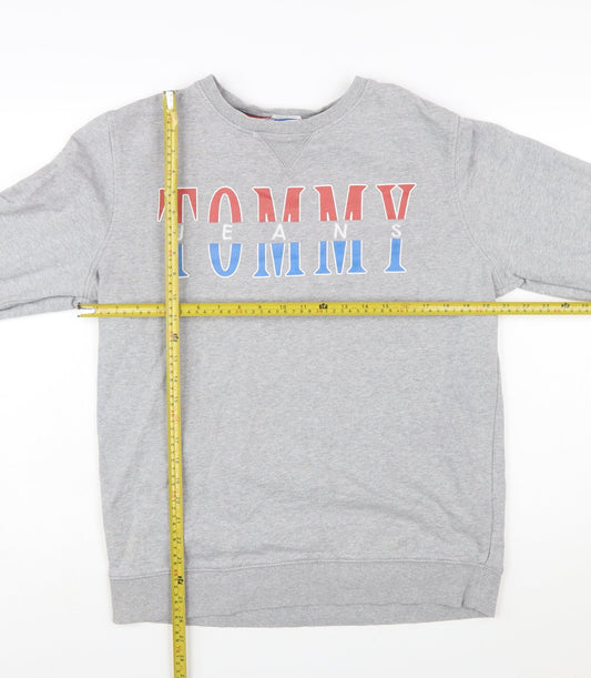 Tommy Jeans Men's Grey Logo Sweatshirt L Regular Fit Pullover