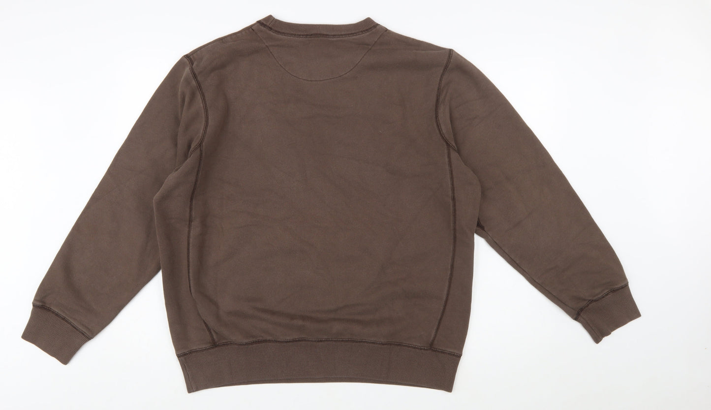 Nike Mens Brown Pullover Sweatshirt L Graphic Crew Neck Sportswear