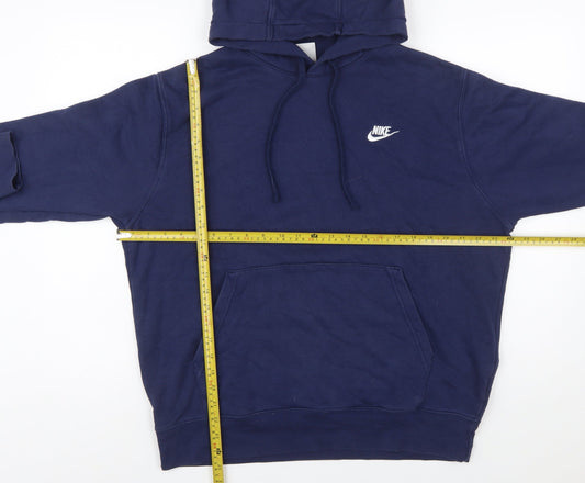 Nike Men's Blue Pullover Hoodie L Regular Fit Logo Fleece