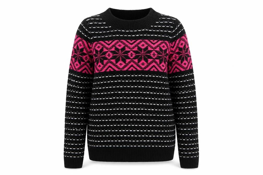 Topshop Women’s Black Geometric Long Sleeve Knit Jumper Size 6