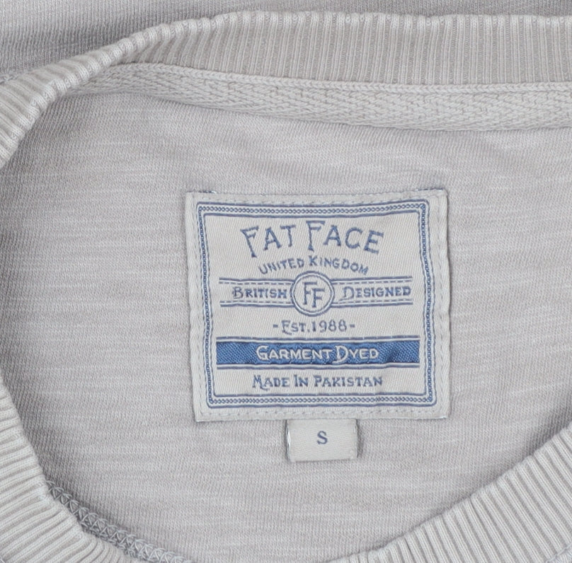 Fat Face Women Beige Small Pullover Sweatshirt Crew Neck Cotton
