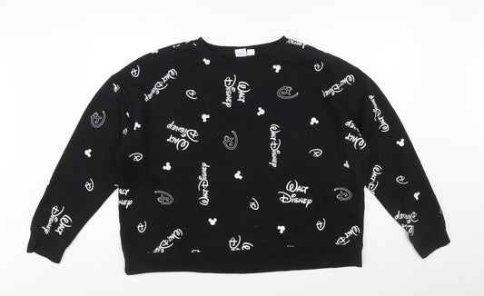 Disney Women’s Black Walt Disney Logo Sweatshirt XL Casual Pullover
