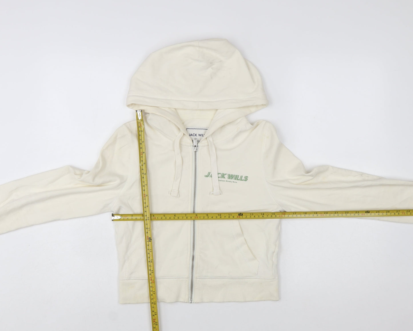 Jack Wills Womens Beige Full Zip Hoodie UK 10 Cotton Blend Casual