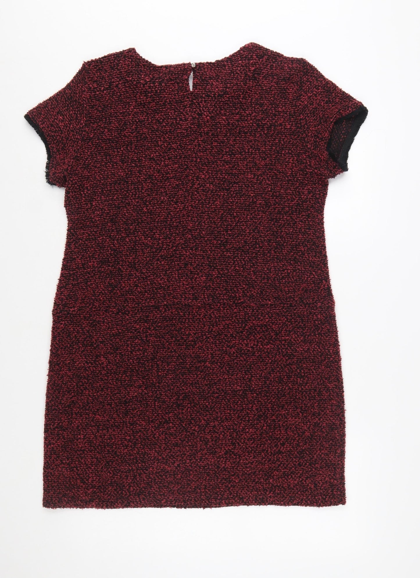 Dorothy Perkins Womens Red Shift Short Sleeve Tweed Dress Size 16