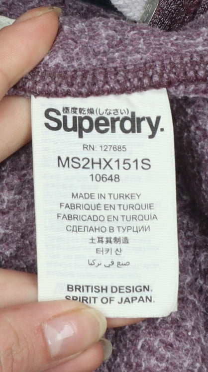 Superdry Men's Purple Full Zip Hoodie L Sports College Style