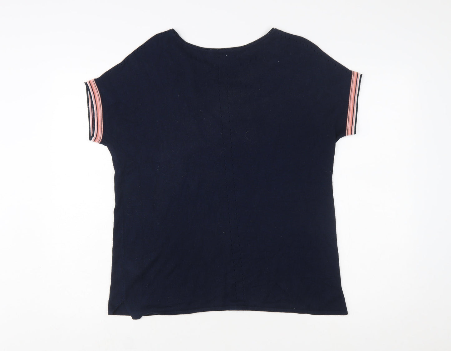 Next Women Blue Short Sleeve Knit Pullover Jumper Size 12