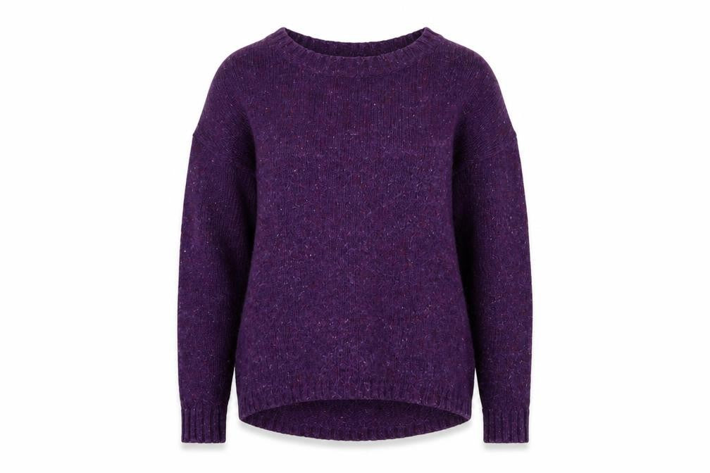 Boden Women Purple Wool Blend Jumper UK 8 Crew Neck Long Sleeve