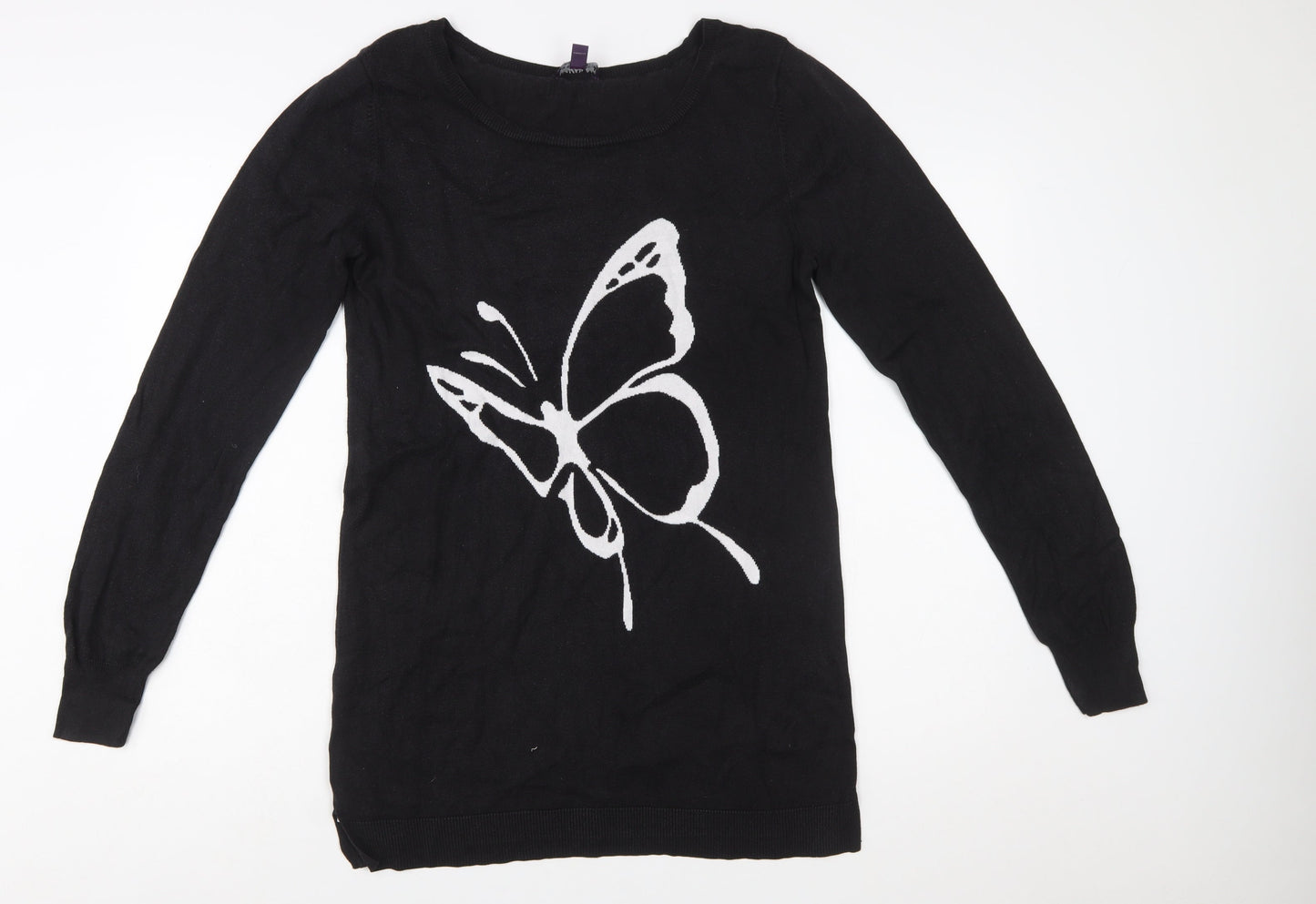 Long Tall Sally Women's Black Medium Butterfly Knit Pullover Jumper