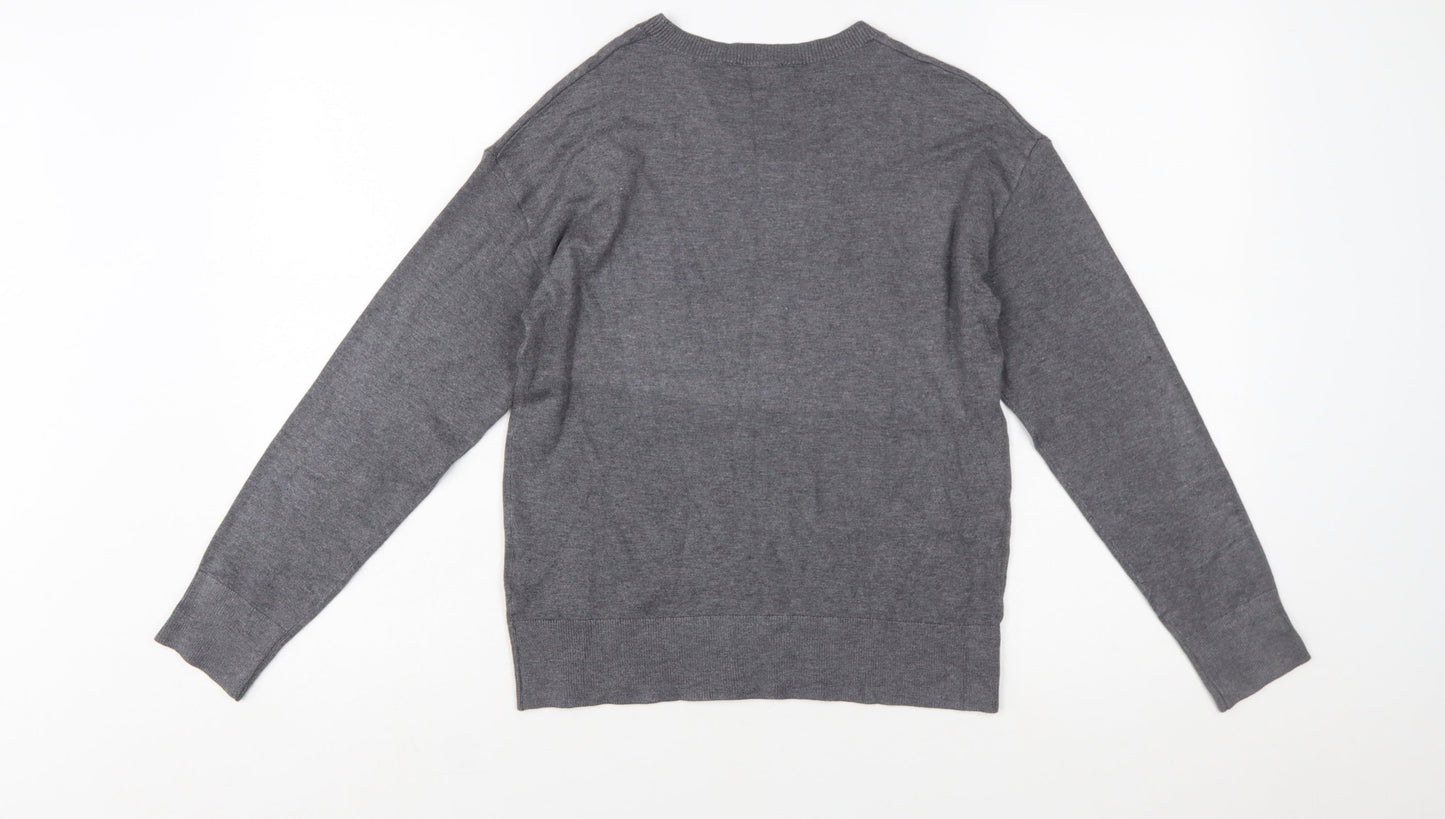 Dorothy Perkins Women’s Grey Petite Rhinestone Crew Neck Jumper Size 6