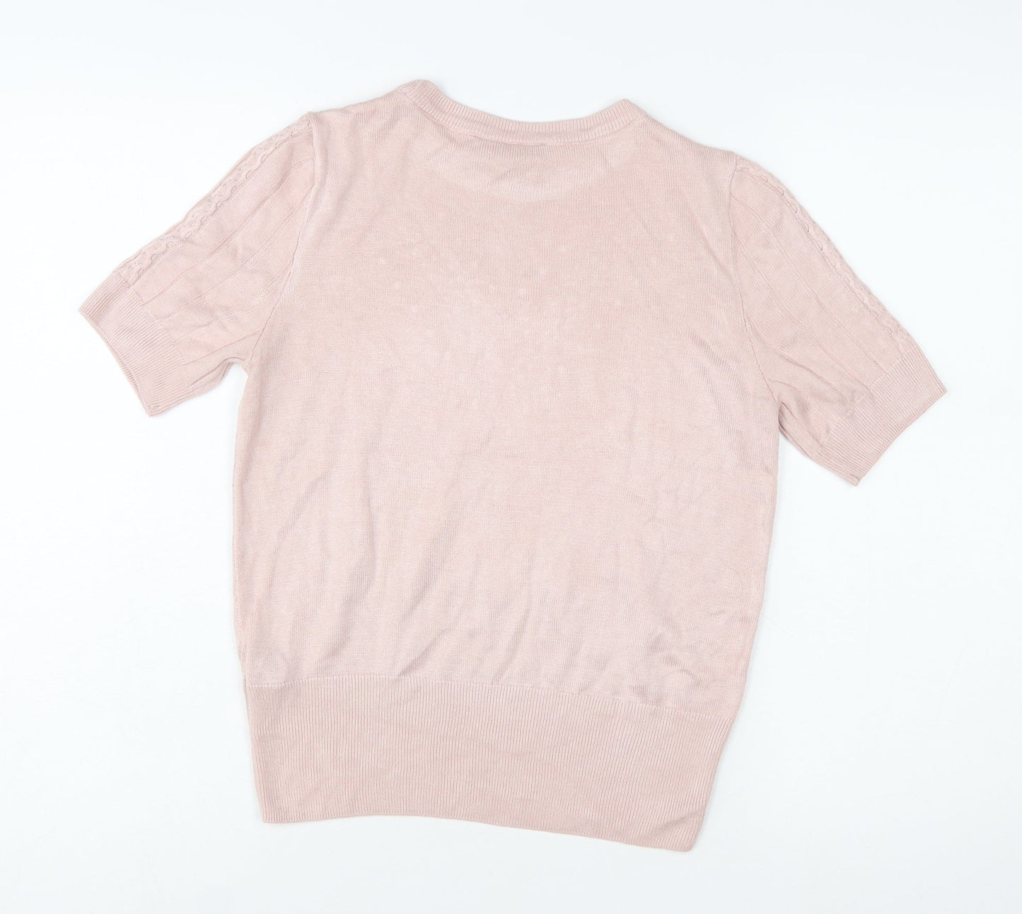 Marks and Spencer Women Pink V-Neck Short Sleeve Knit Jumper Size 10