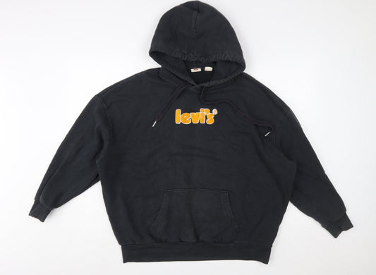 Levi's Womens Black Small Pullover Logo Hoodie Cotton Blend