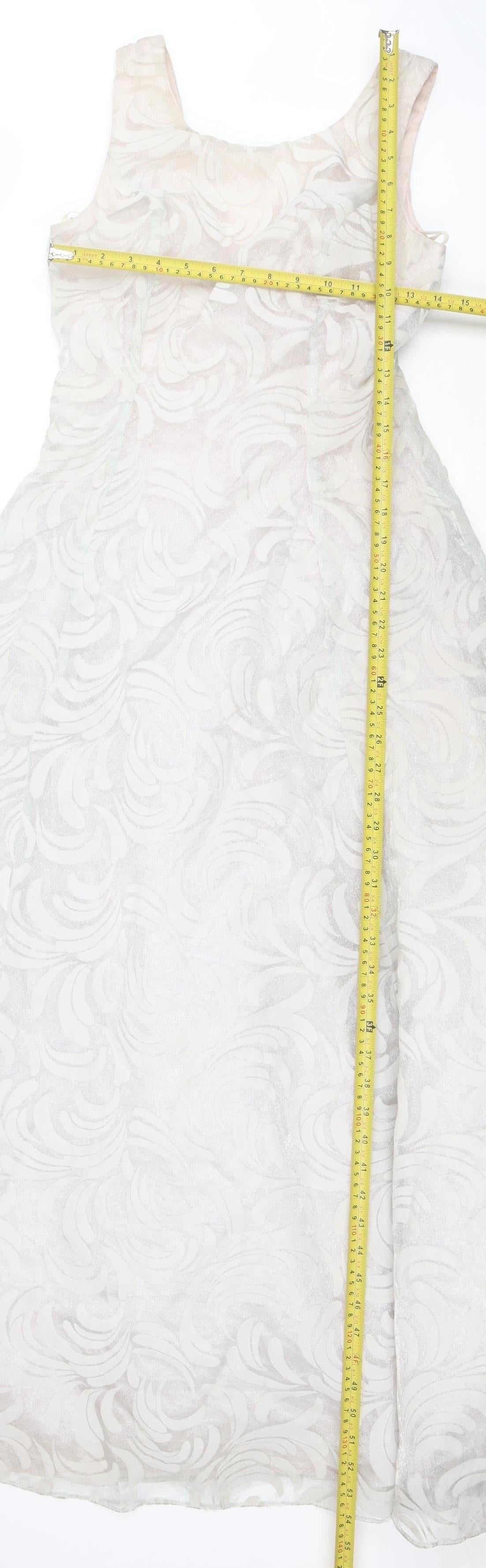 Aspeed Womens Ivory Floral Jacquard Long Ball Gown Dress Size 8