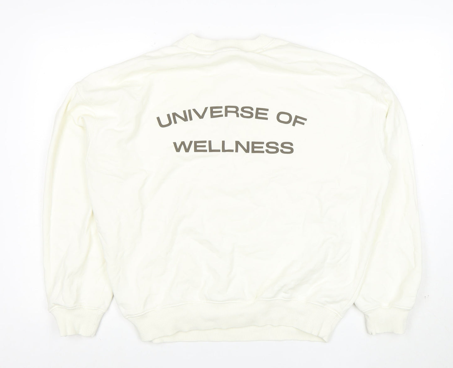 H&M Move Women Ivory Pullover Sweatshirt Small Cotton Blend Crew Neck
