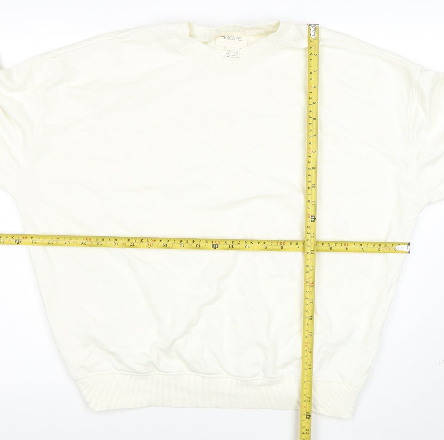 H&M Move Women Ivory Pullover Sweatshirt Small Cotton Blend Crew Neck