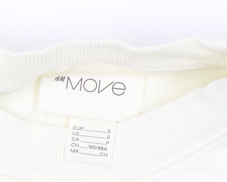 H&M Move Women Ivory Pullover Sweatshirt Small Cotton Blend Crew Neck