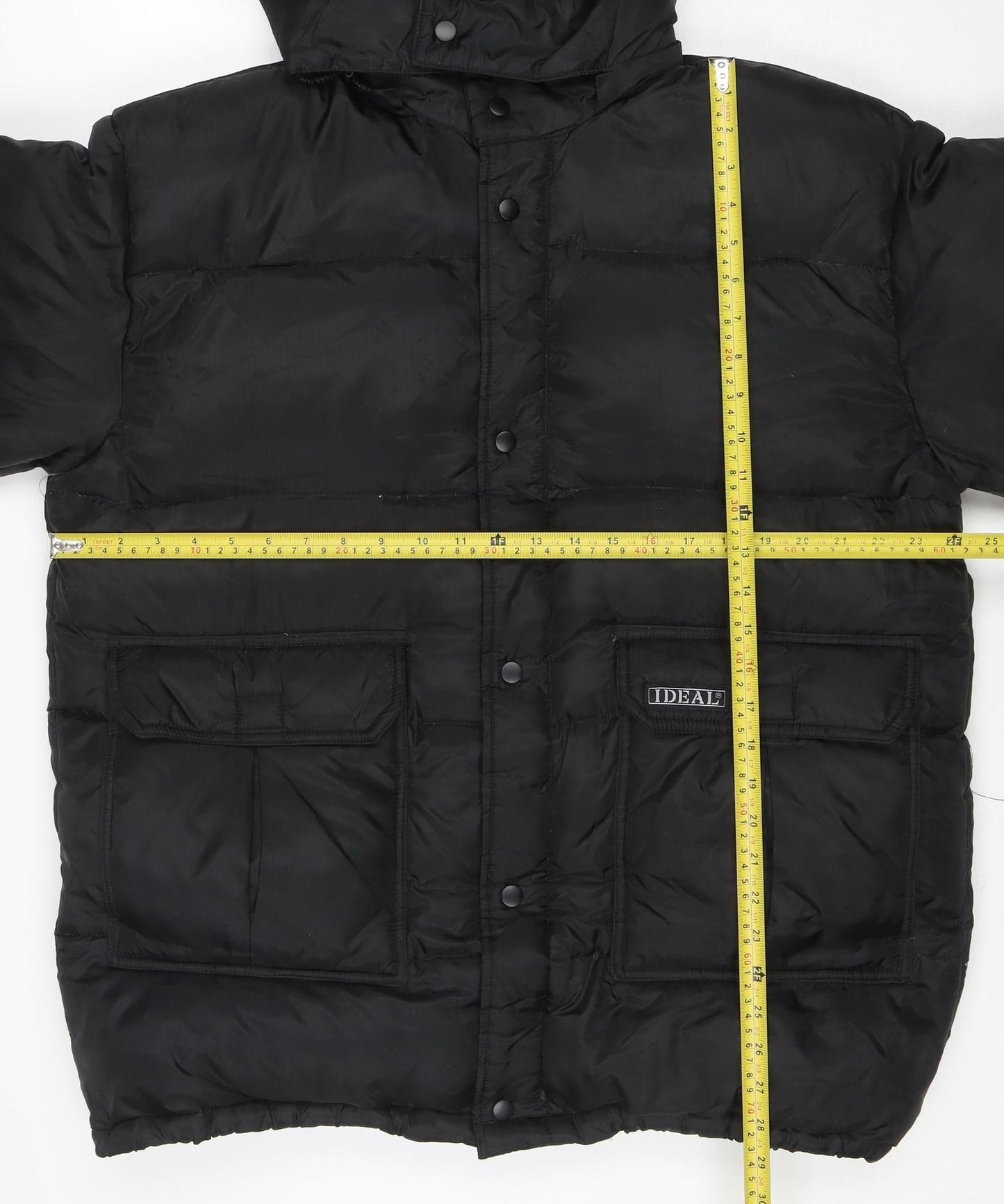 IDEAL Mens Black M Puffer Jacket Hooded Nylon Down Winter Coat