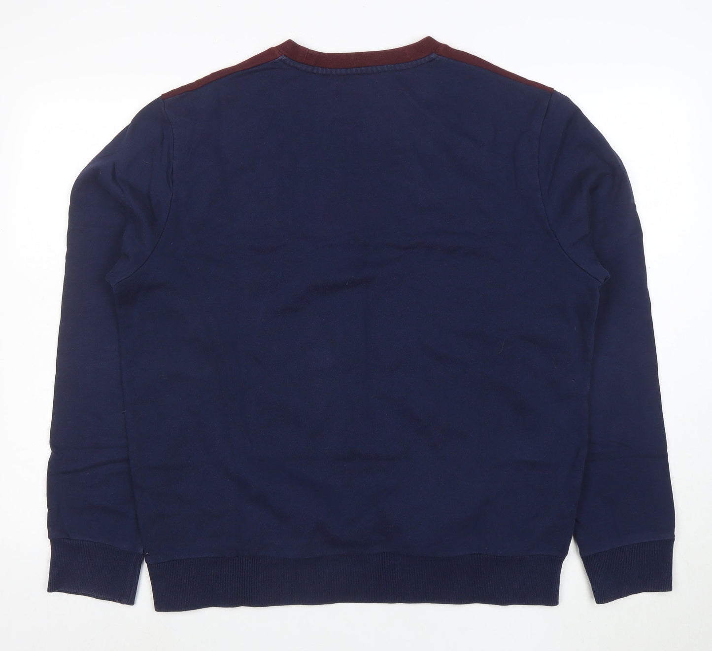 Fred Perry Men's Blue Crew Neck Colour Block Sweatshirt L