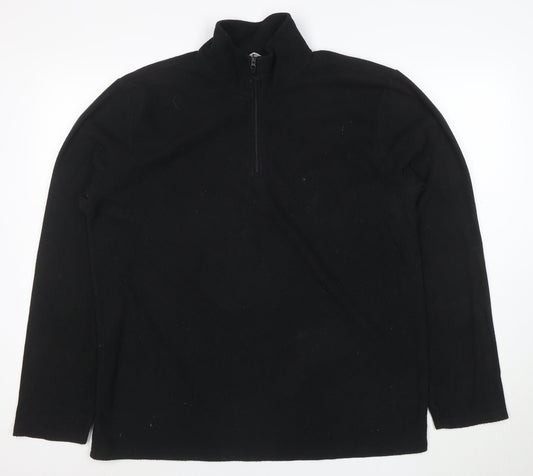 Mountain Warehouse Men's Black Fleece 1/4 Zip Pullover Sweatshirt L