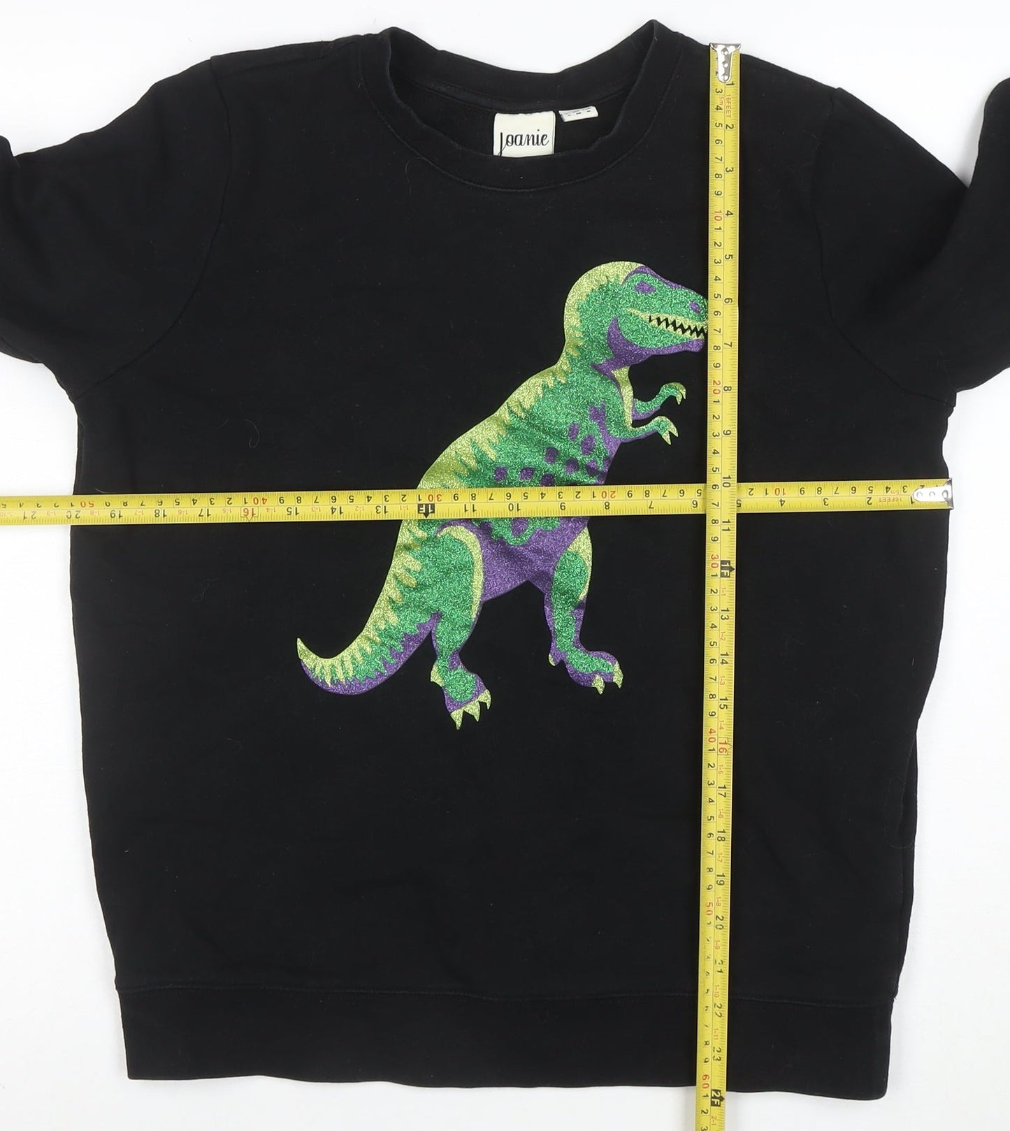 Joanie Boys Black Dinosaur Sweatshirt S Crew Neck Pullover