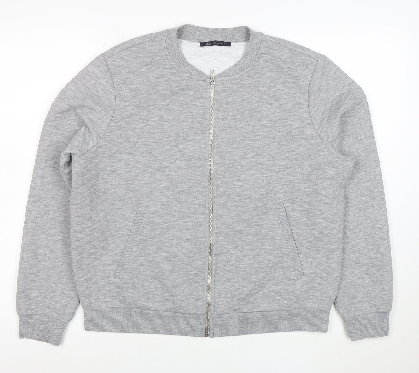 Marks and Spencer Women Grey Full Zip Sweatshirt UK 16 Polyester Blend