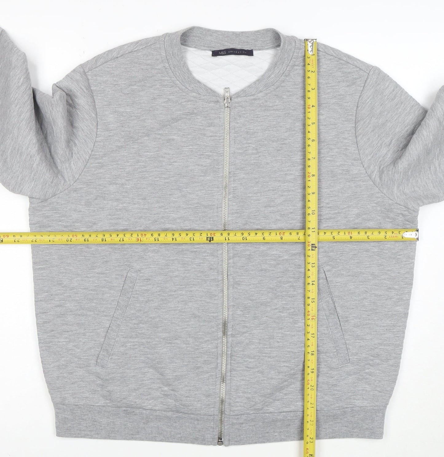 Marks and Spencer Women Grey Full Zip Sweatshirt UK 16 Polyester Blend