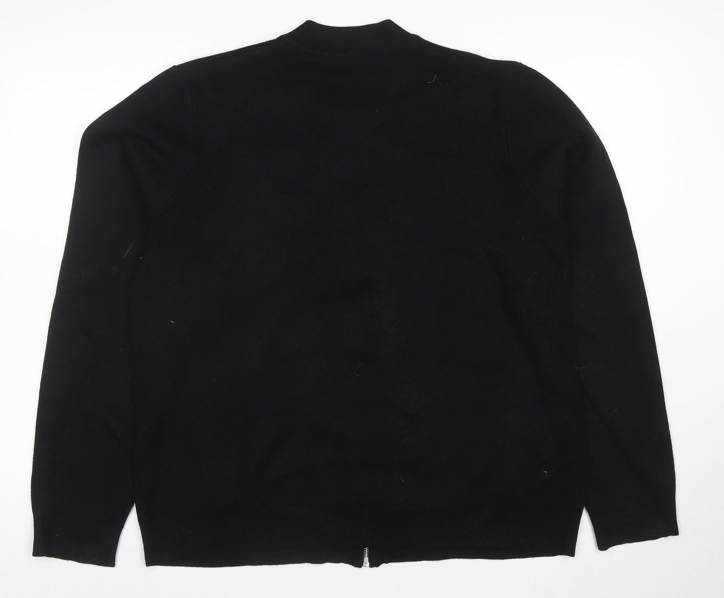 Threadbare Women Black Full Zip Sweatshirt L Cotton Blend Casual