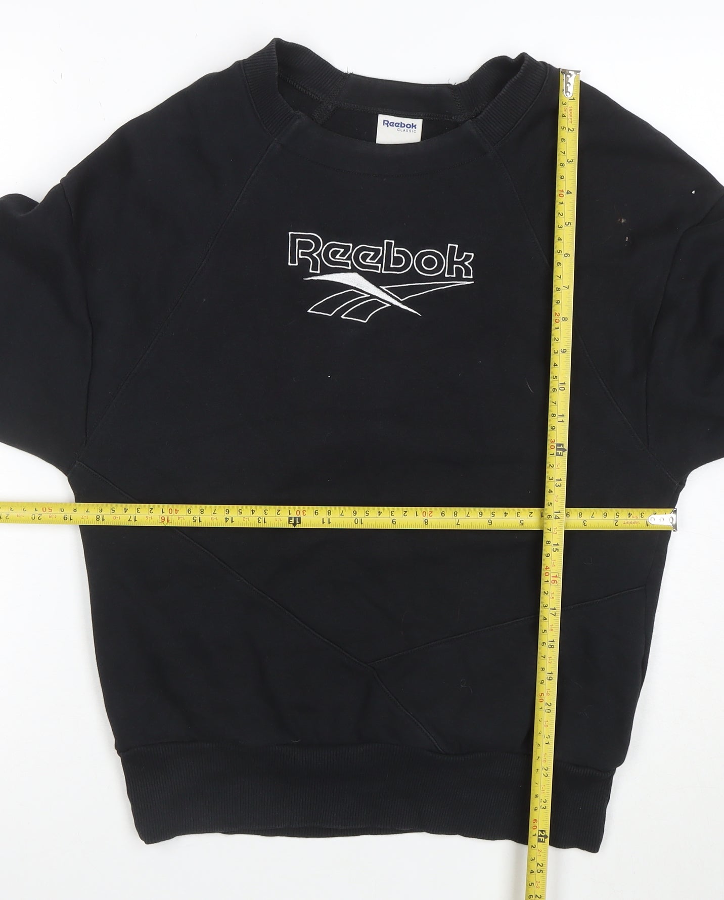 Reebok Classic Women's Black Small Pullover Sweatshirt Logo Crew Neck