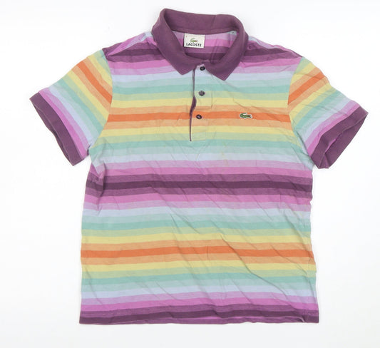 Lacoste Womens Multicoloured Stripe Cotton Polo Shirt L