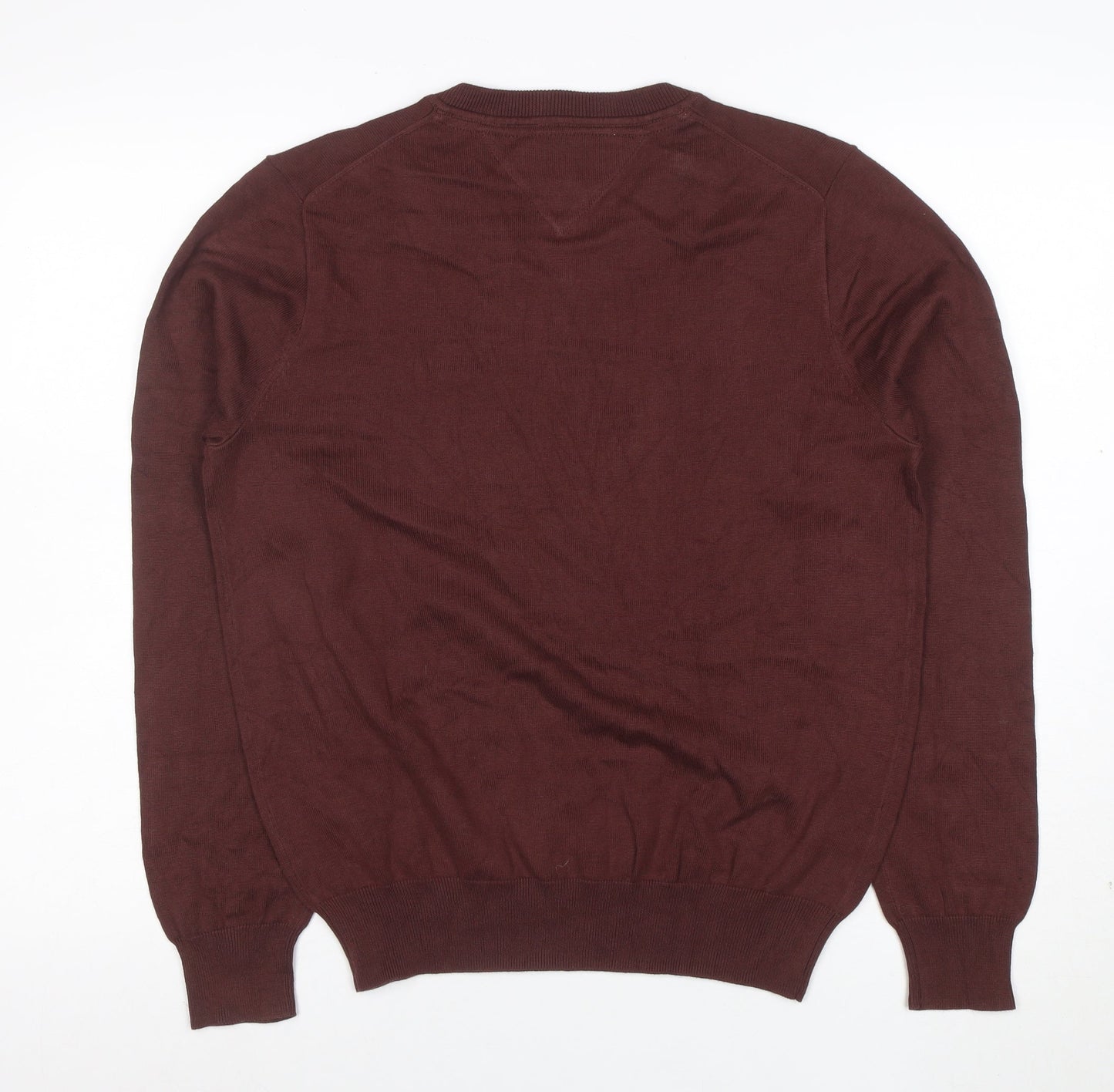 Tommy Hilfiger Men’s Brown Cotton V-Neck Jumper Size S