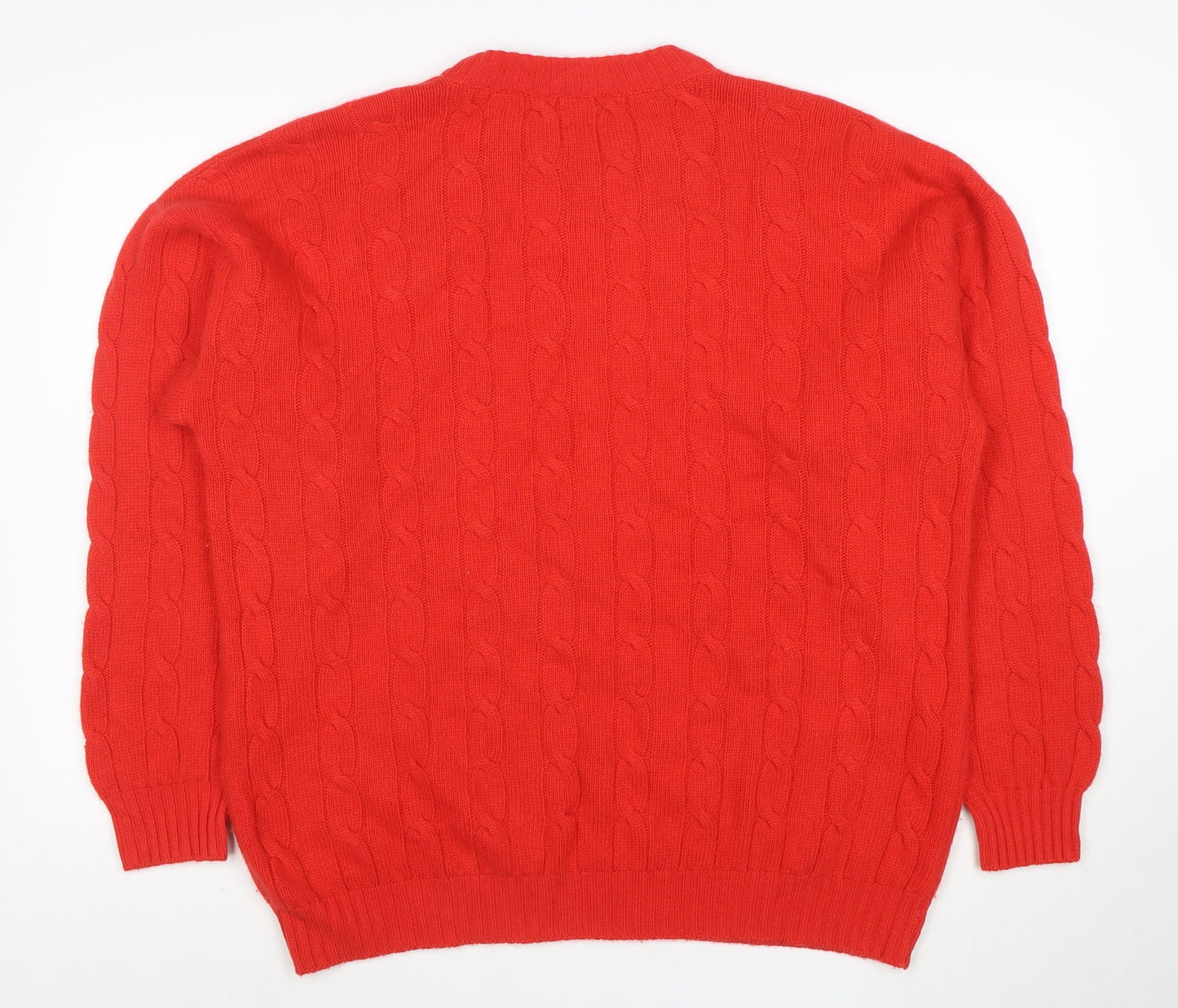 Ritz Men's Red Wool Cashmere Cable Knit Jumper XL