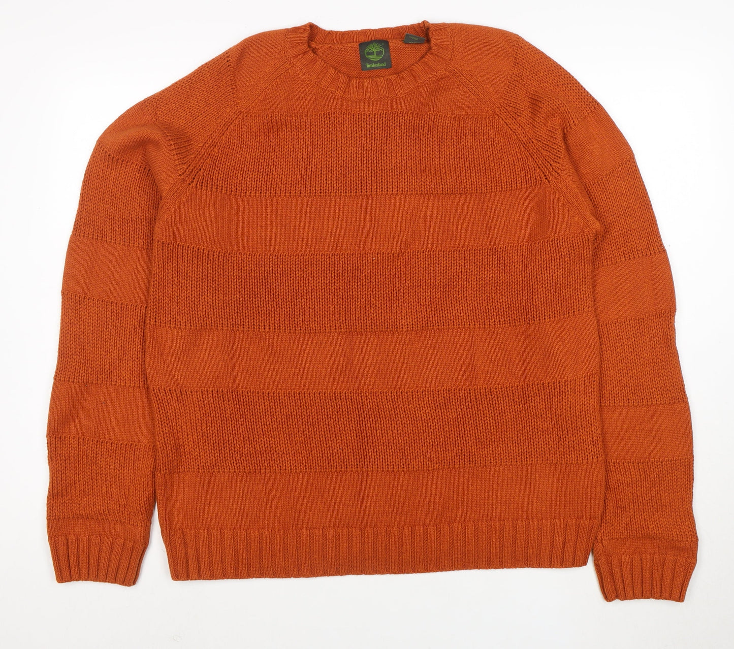 Timberland Men's Orange Cotton Crew Neck Knit Jumper Size L