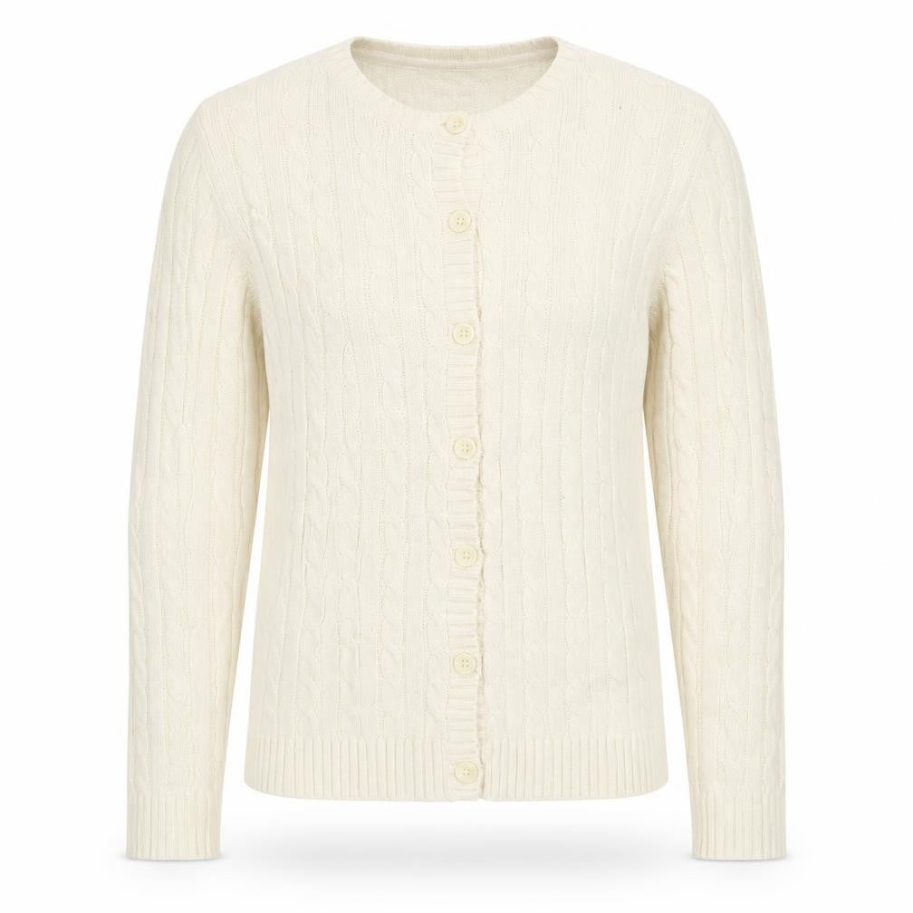 L.L. Bean Men's Ivory Cotton Cable Knit Cardigan M
